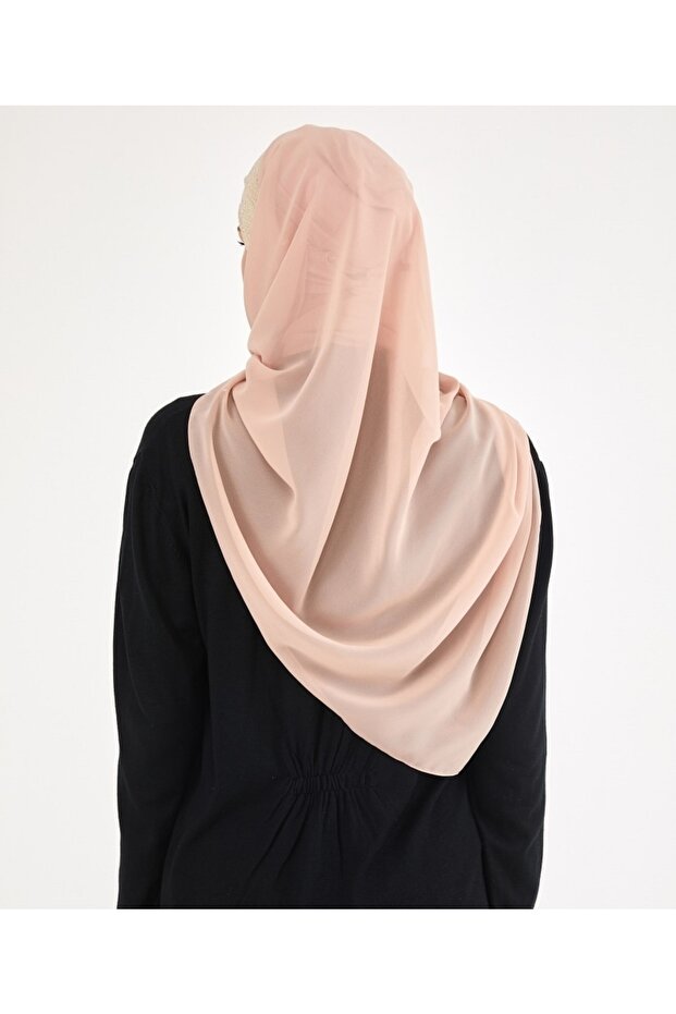 Üçgen Şifon Eşarp - Nude Gold - 5