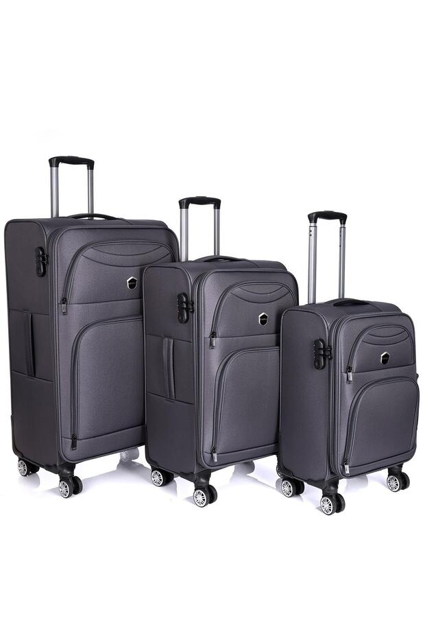 1464 Model - 3-Piece Gray Suitcase Set with 4 Wheels - 1