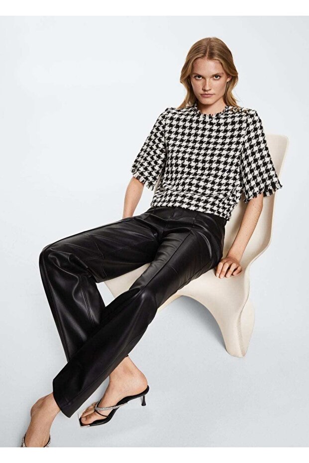 Düğmeli Tüvit Bluz - 5