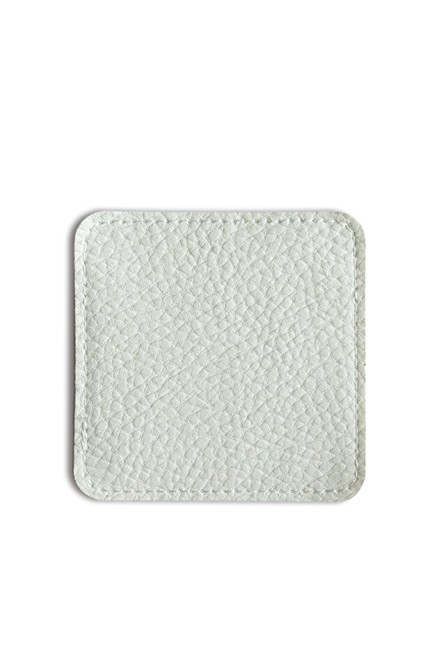 Square Coaster White Color Faux Leather Coaster (1 Piece)