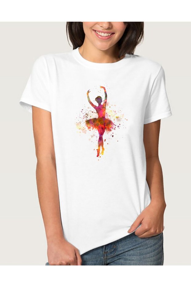 Watercolor Ballet Dancer Women's White Tshirt