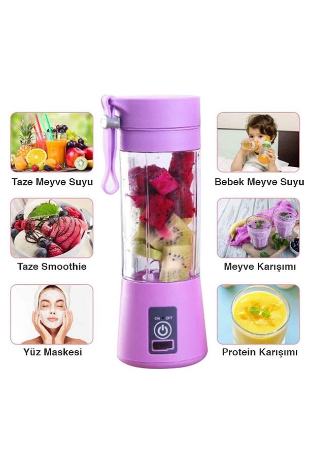 Blender Şarjlı Mini Portatif Taşınabilir Kişisel Blender 380ml - 1