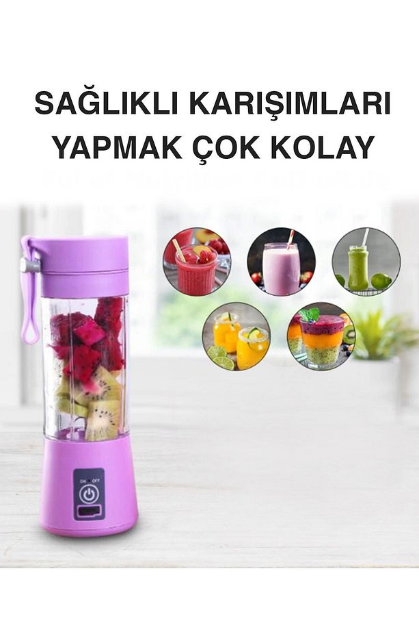 Blender Şarjlı Mini Portatif Taşınabilir Kişisel Blender 380ml - 7