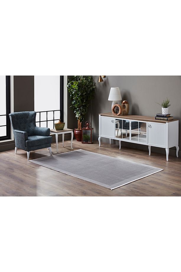 Tierra 13374 Polyester Gri Modern Salon Halısı - 2