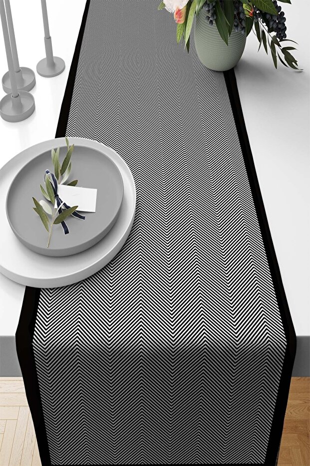 40X140Cm Premium Thai Feather Woven - Nonstick Fabric Tablecloth Runner, Fine Line Rnr349