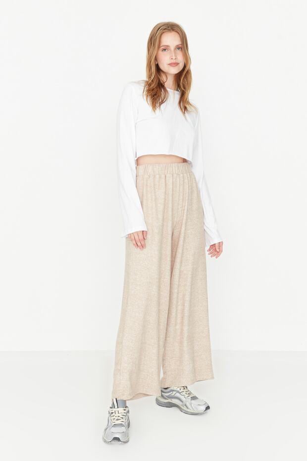 Bej Yumoş Örme Pantolon TWOAW21PL0094 - 1