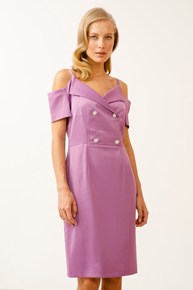 Süs Düğmeli Elbise - 1