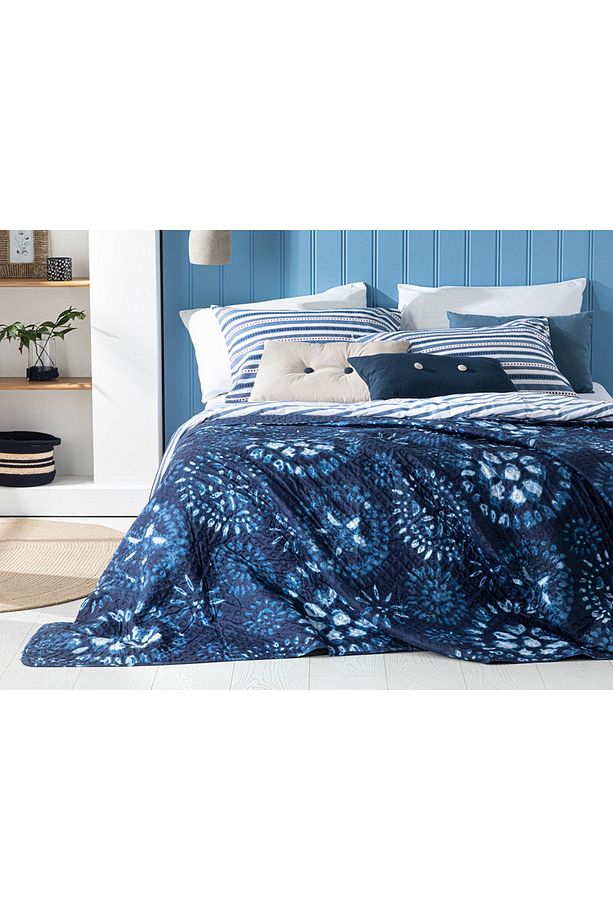 Island Breeze Tek Kişilik Çift Taraflı Yatak Örtüsü 160x220 Cm Indigo - 1
