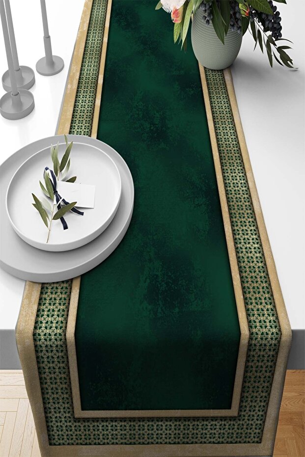 40x140cm Tablecloth Stain Resistant Premium Thai Feather Woven Fabric Runner Elite Framed Rnr396
