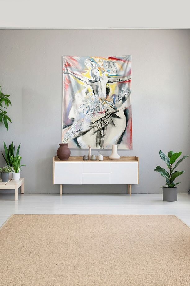 Çok Renkli Dans Eden Insan Leke Tutmaz Kadife Kumaş Duvar Örtüsü Duvar Halısı Tapestry - 3