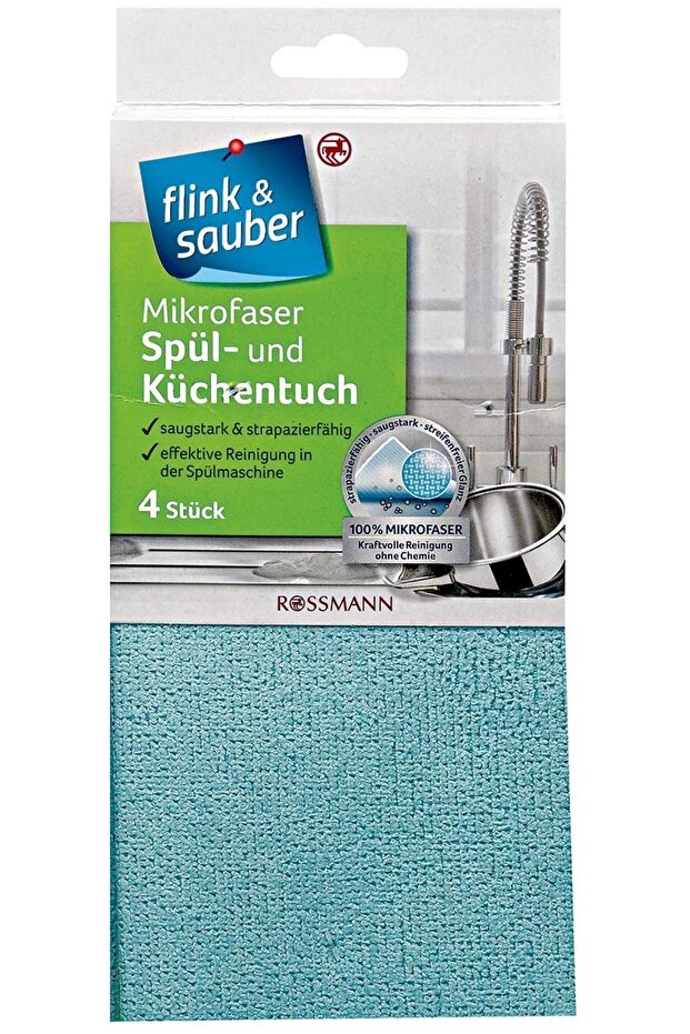 Flink & Sauber Temizlik Bezi Mikrofiber Düz Zeminler Için 4'lu - 1