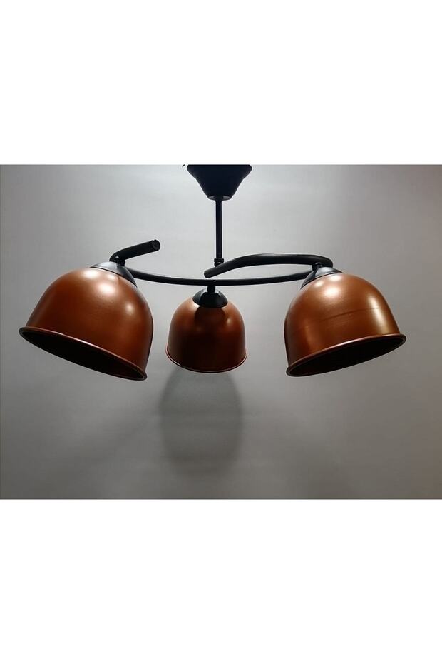 Mylights Bakır Üçlü Metal Avize Rustik Vintage Avize - 1