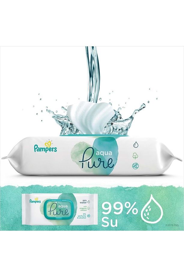 Pampers Harmonie Islak Havlu Mendil Aqua Pure 48 Yaprak 18 Li Set (864 YAPRAK) Organik Pamuk - 3