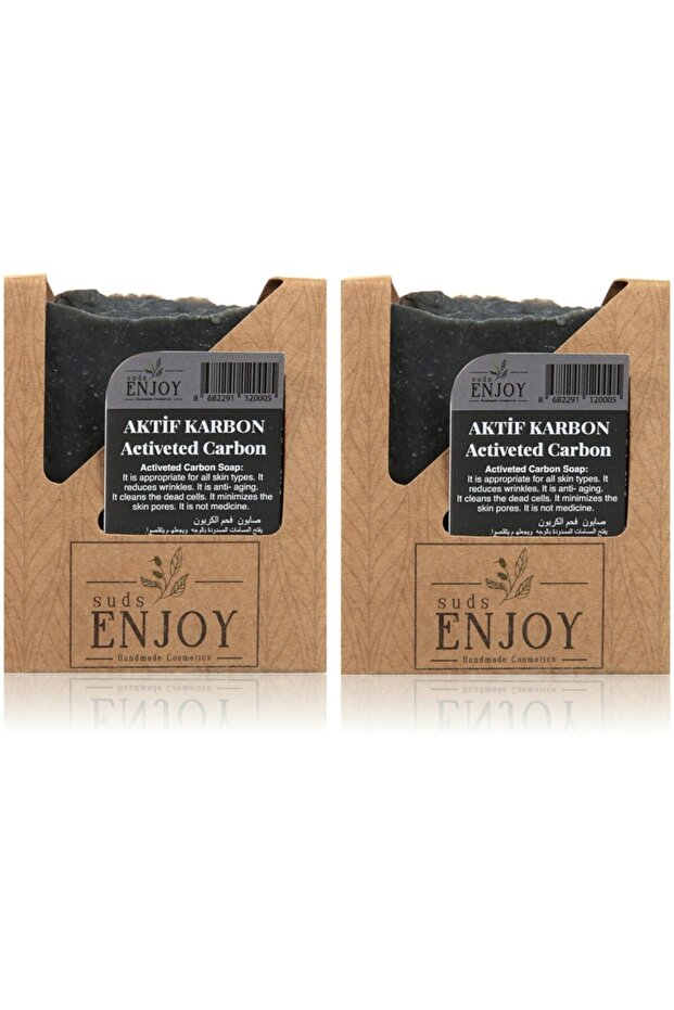 Natural Activated Carbon Charcoal Handmade Face, Hair and Body Soap 100 Gr X 2 Pieces