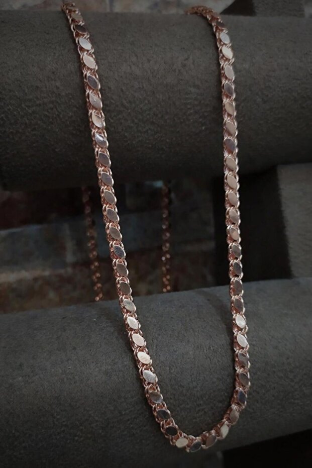 Gümüş Arpa Model Pullu Rose Boyun Zinciri Kolye - 2