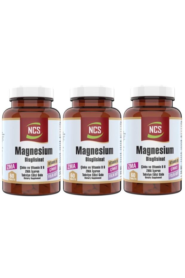 Zma 60 Tablets Zinc Folic Acid Vitamin B 6 Magnesium Bisglicinate 3 Pieces