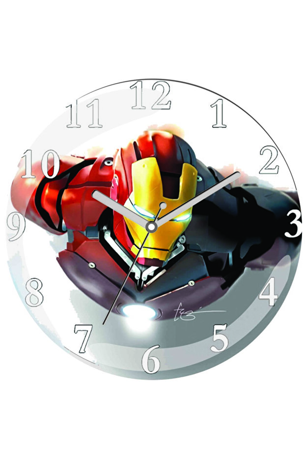 ساعة حائط من الزجاج الحقيقي من Iron Man Iron Man Silent Curved