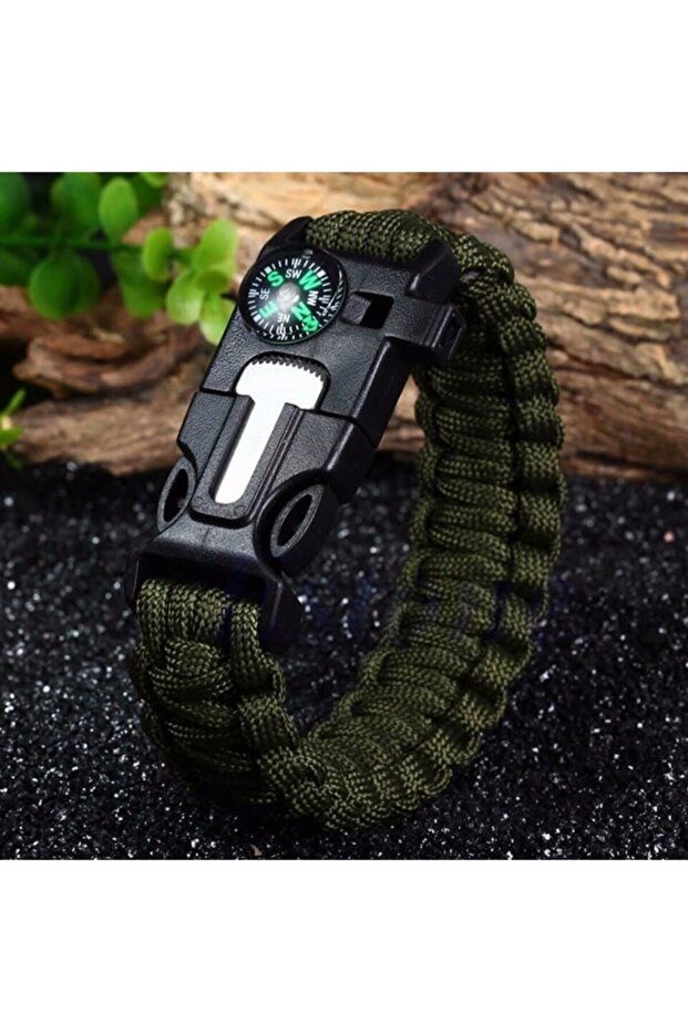 5 in 1 Outdoor Survival Paracord Bracelet Army Green