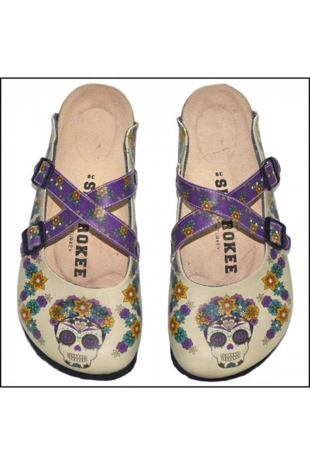 Kahlo Pattern Cross Banded Slippers