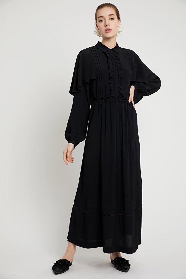 Kadın Siyah Uzun Elbise - 1