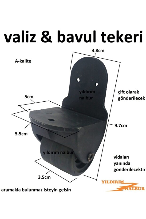 2 Adet Çift Silindir Valiz Tekeri  T - 2