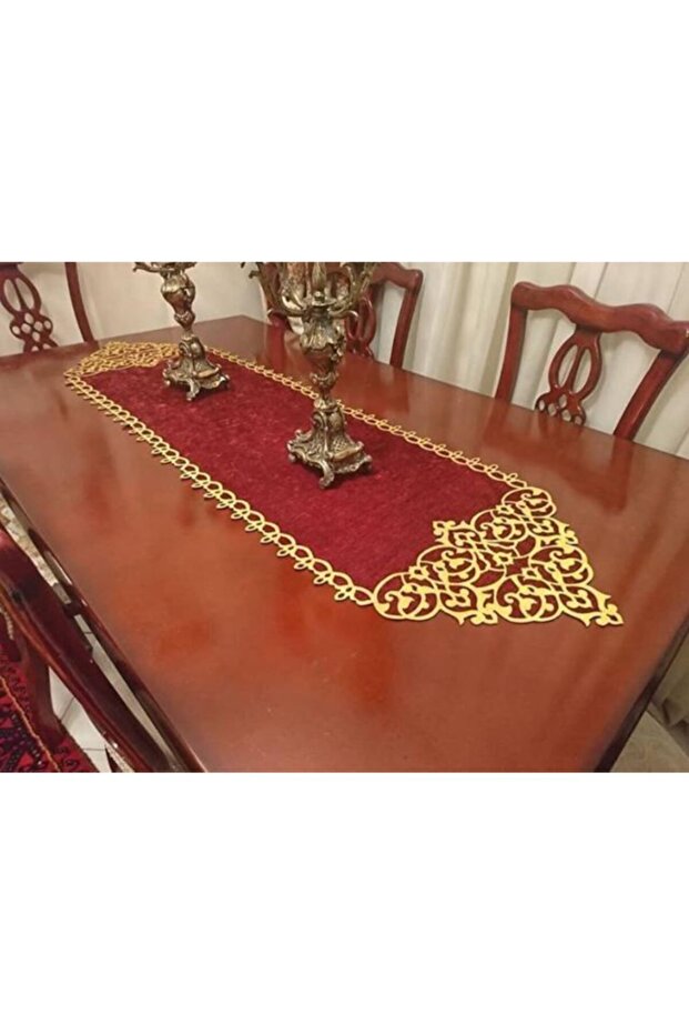 Plain Patterned Leather Velvet Runner - 2