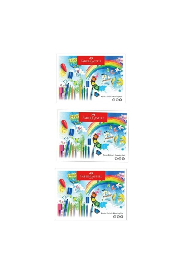 Faber-castell Cardboard Cover Drawing Book 25x35 Cm 15 Sheets (5075400025) 3-Piece