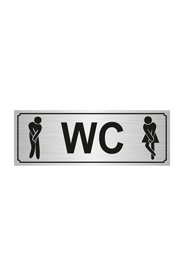 Wc Man Woman Directional Sign 10 X 20 cm Adhesive Silver Color