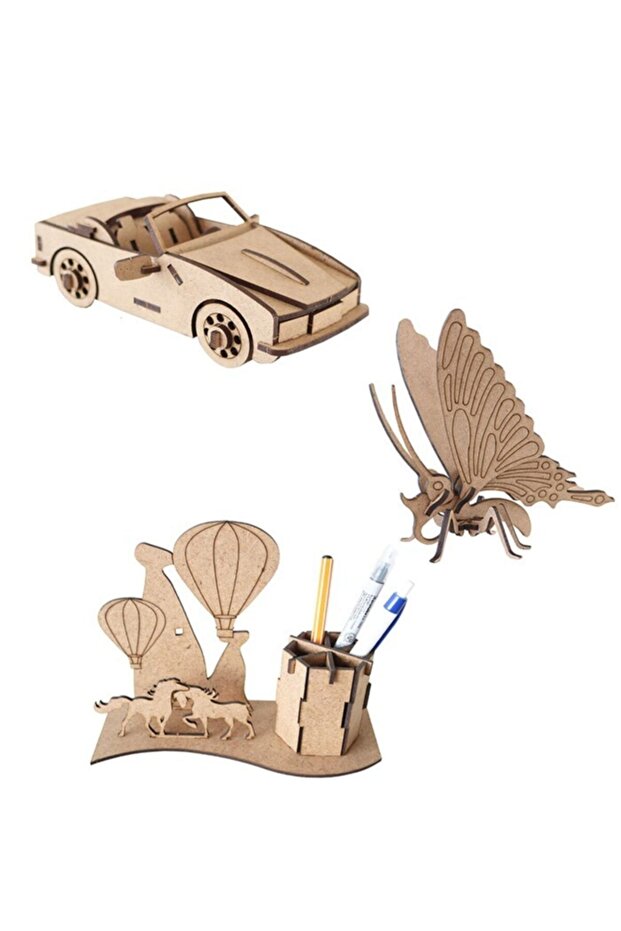 3D Ahşap Puzzle 3'lü Set BSP-2 - 1