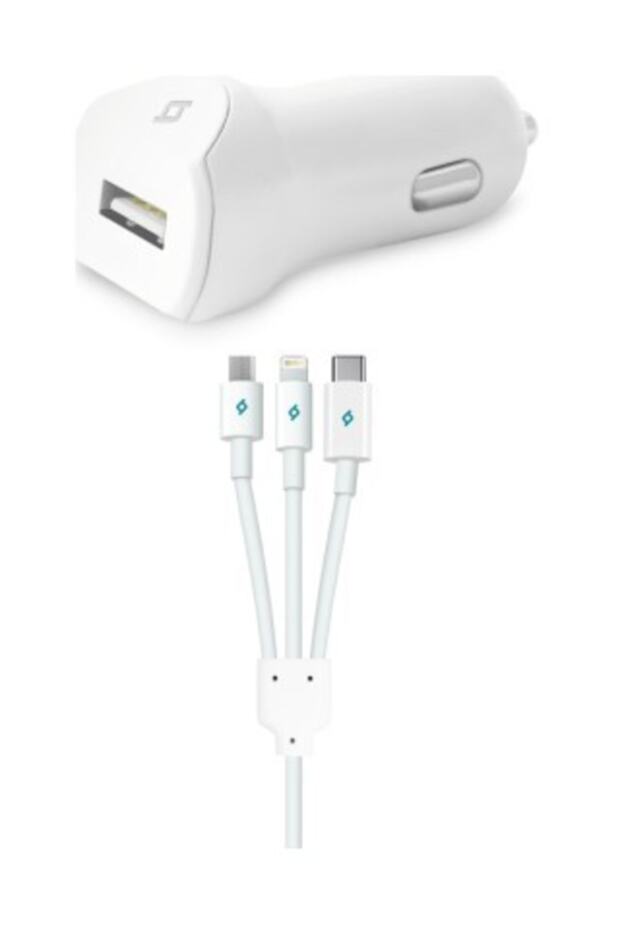 Speedcharger Araç Şarj Aleti 2.1a Trio Kablolu Beyaz Adet - 1