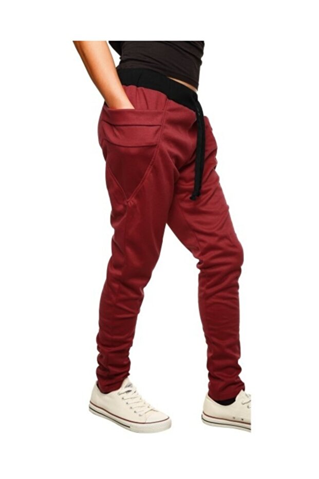 Men's Claret Red Normal Waist Sweatpants