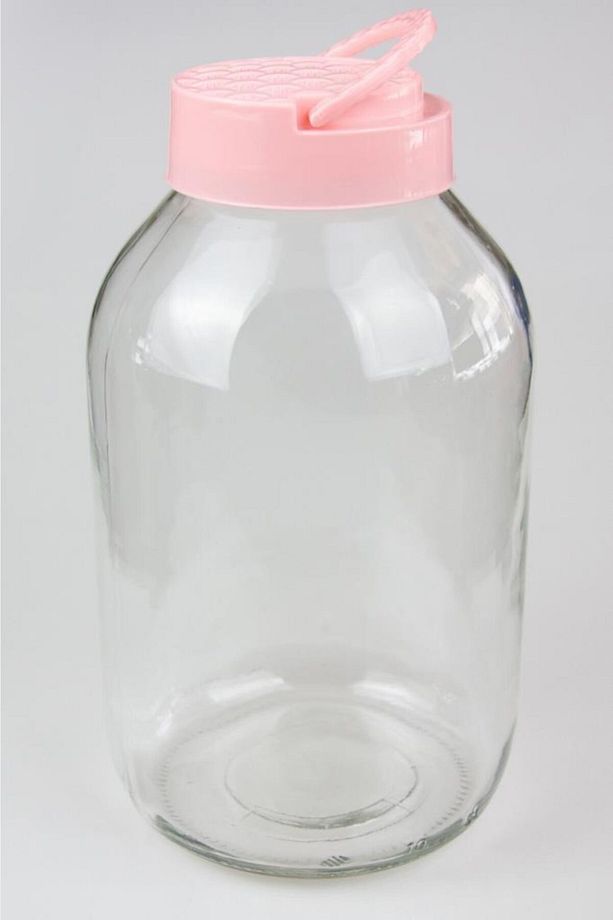 5 Litre Kapaklı Cam Turşu Bakliyat Saklama Kabı Kavanozu Pembe - 1