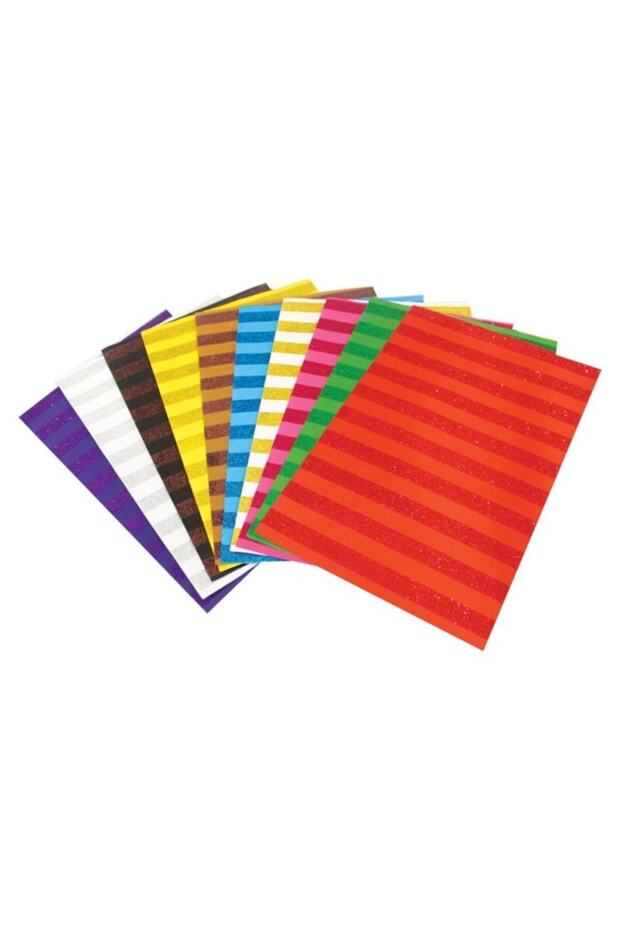 Simli Çizgi Desenli Kağıt 10 Renk 20x30 Cm. - 1