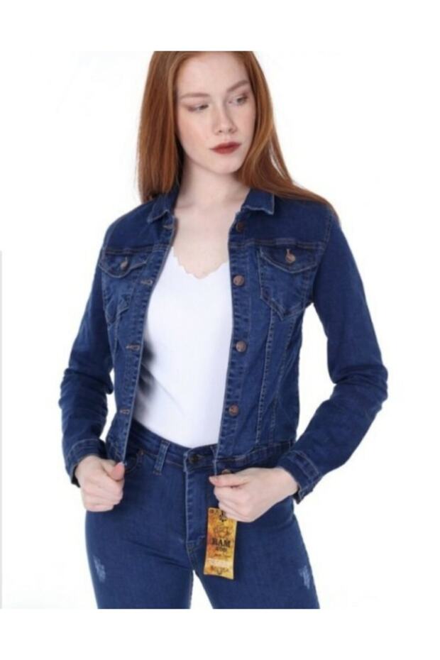 Bayan Mavi Kot Ceket - 1