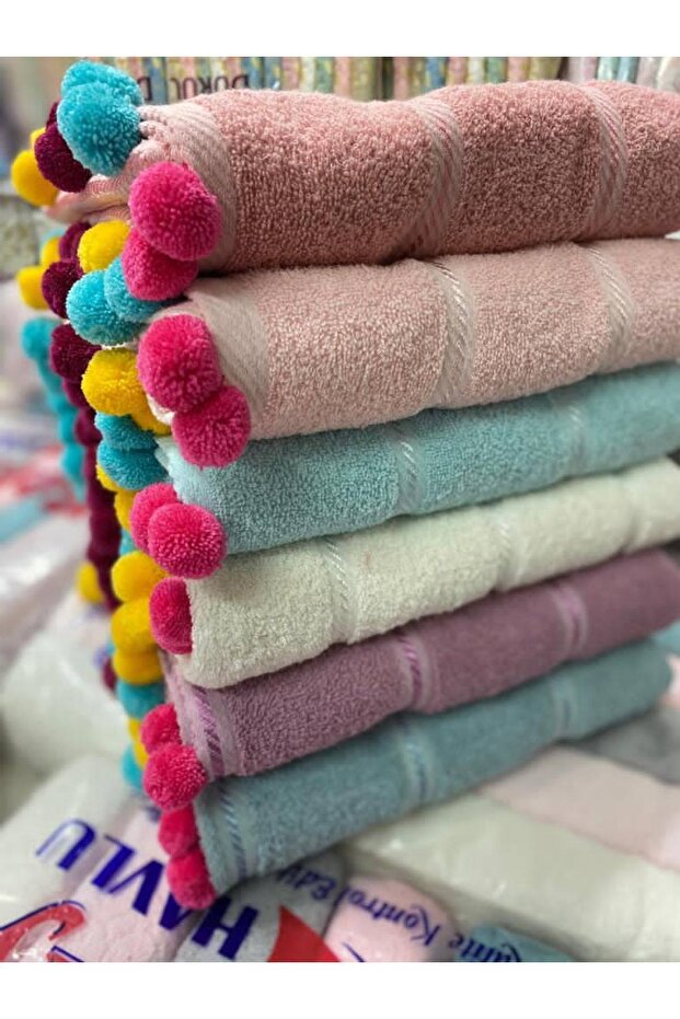 Hand and Face Towel Set with Pompom