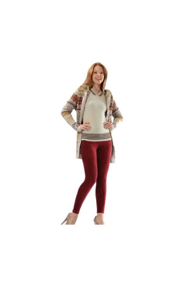 Women's Burgundy Corduroy Tights