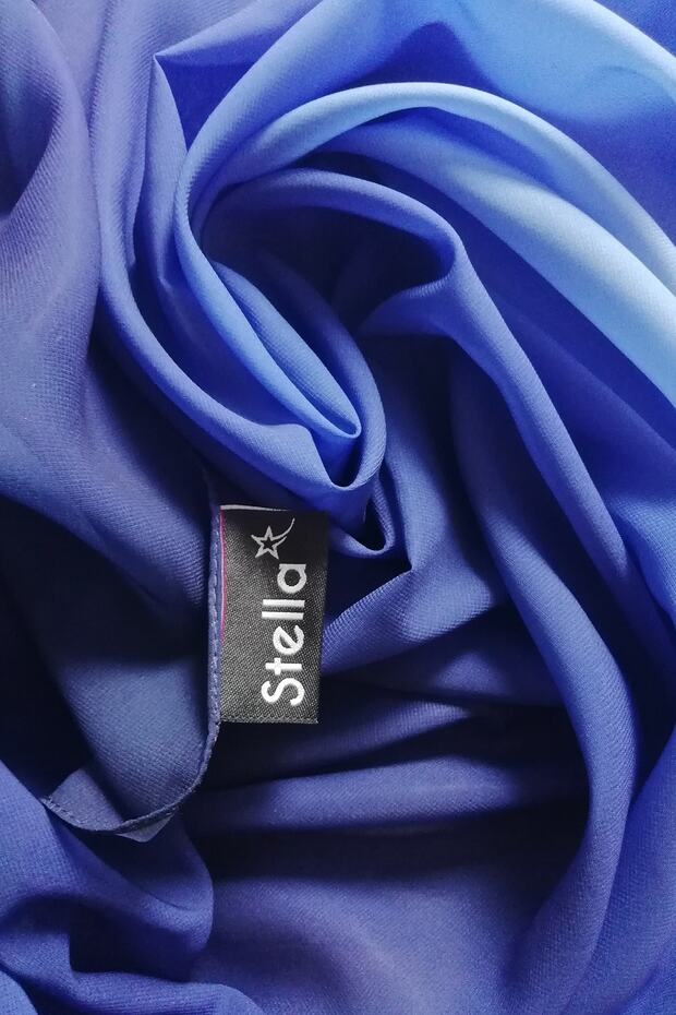 Gradient Pattern Shawl Blue - 5