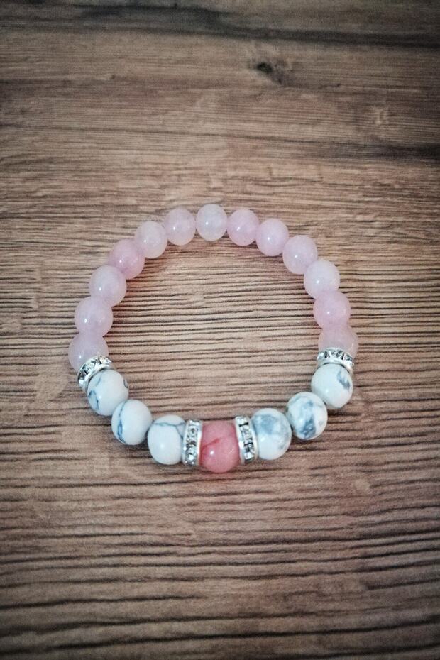 Women's Pink Quartz, Howlite Bracelet