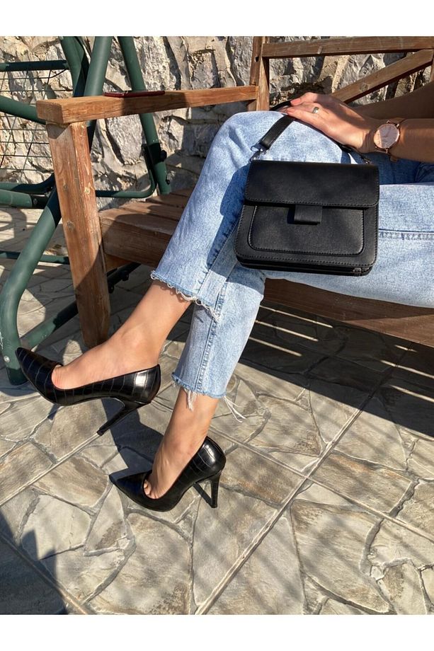 Stiletto Kroko Mat Siyah - 3