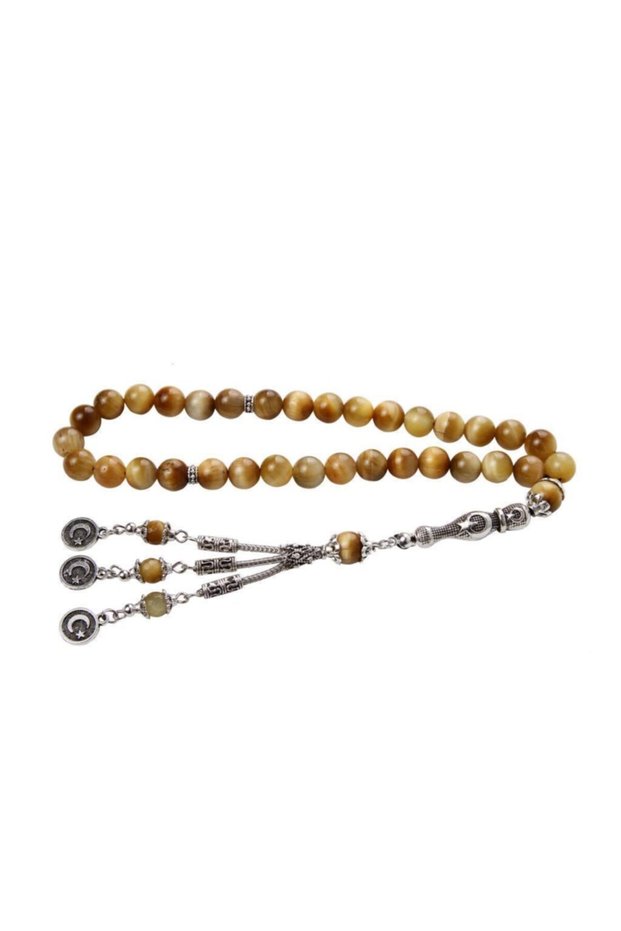 Certified Tiger Eye and Star Natural Stone Rosary with Tassels 210386