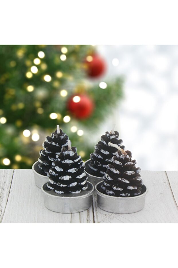 4 Adet 4cm Kozalak Tealight Mum - 1