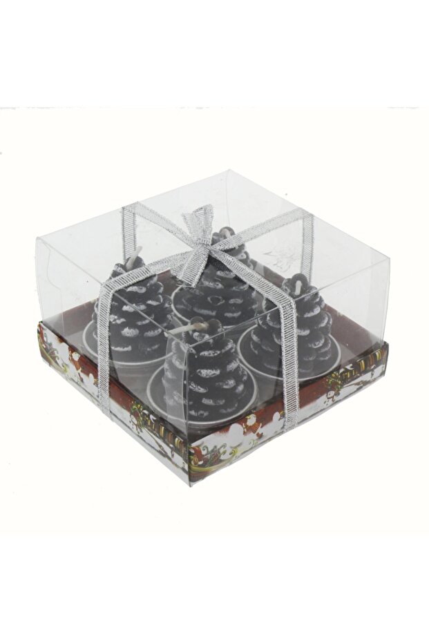 4 Adet 4cm Kozalak Tealight Mum - 3