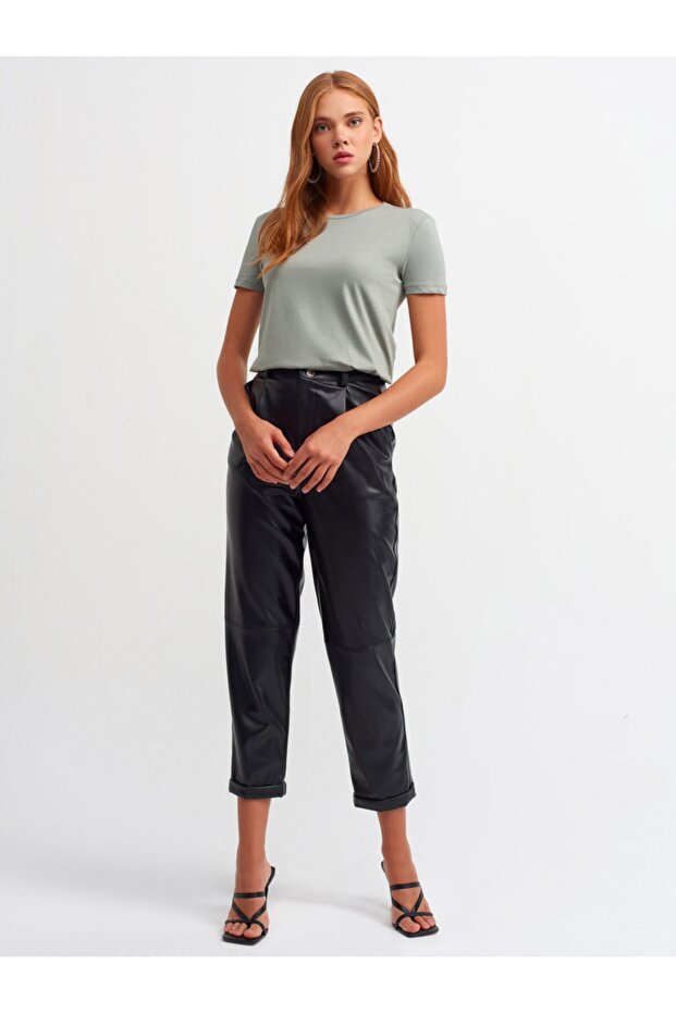 3471 Bisiklet Yaka Basic T-shirt-çağla - 2