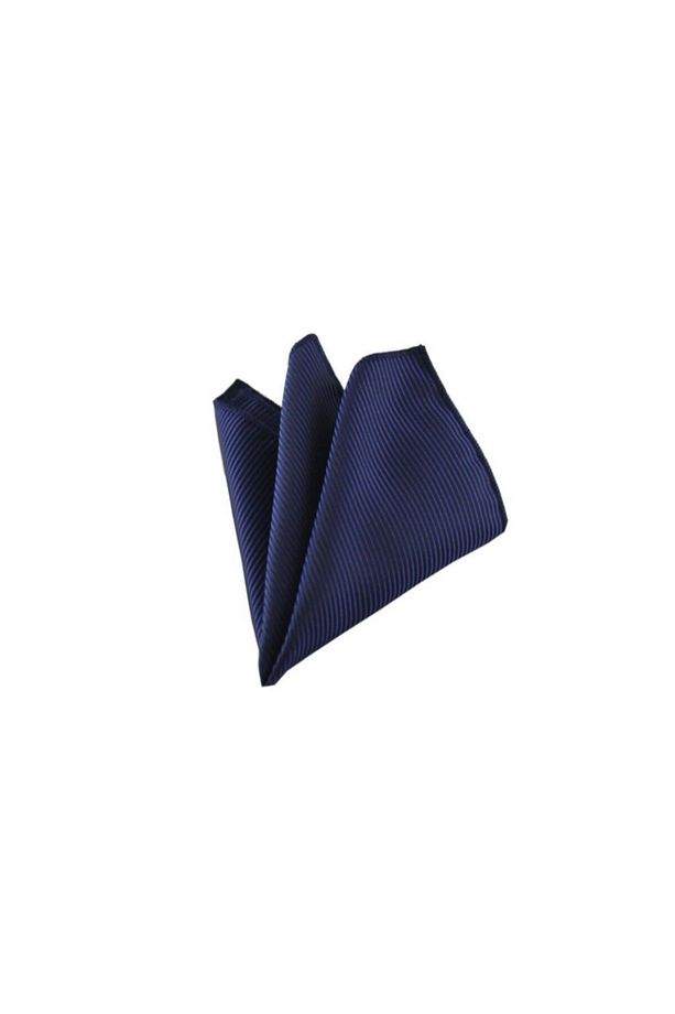 Lacivert Diagonal Çizgili Mendilli Kravat Mkak-2 - 3