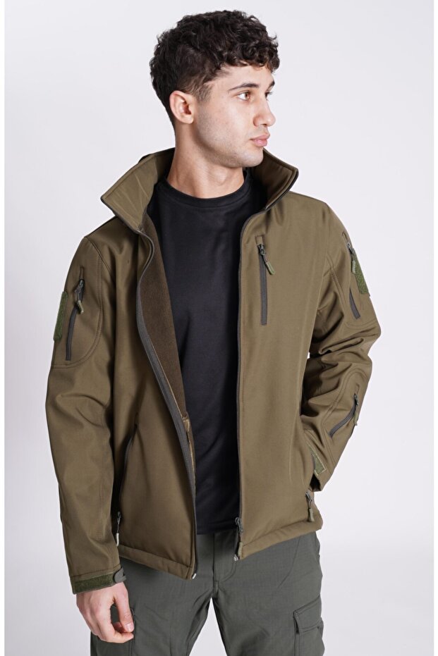 سترة كاكي سوفتشيل مقاومة للمطر - 1