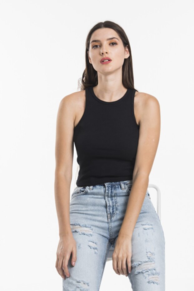 Women's Black Halter Neck Camisole Athlete