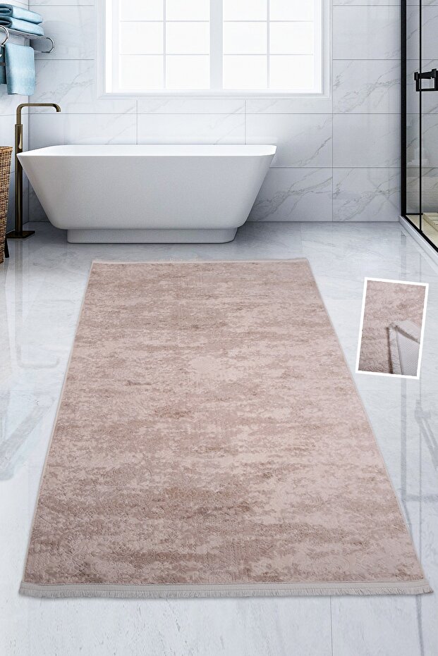 Nova Mink 80x150 Cm Cotton Non-Slip Base Plush Bath Mat Large Fringed Bath Rug