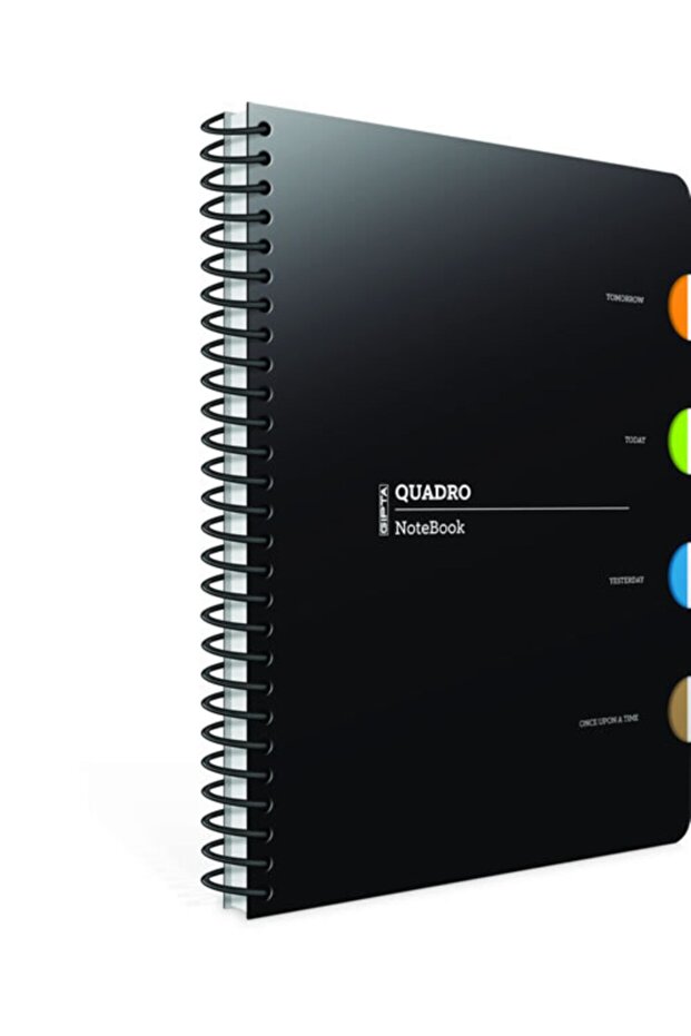 دفتر ملاحظات كوادرو حلزوني 4 فواصل غطاء PP 17x24 سم 150 ورقة مربعة (عبوة من قطعتين) 2908