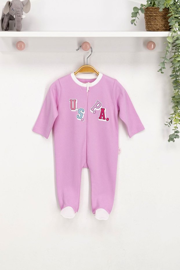 Base. Polo Assn Licensed Lavender Baby Rompers