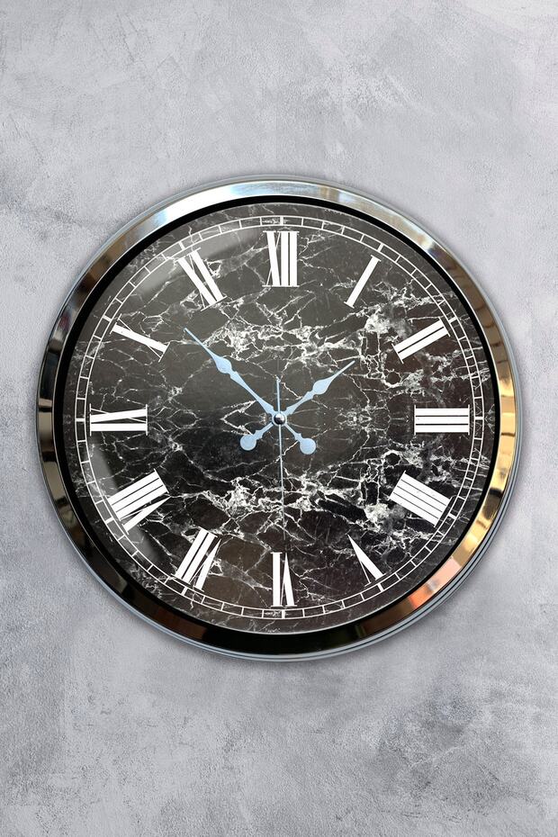 ساعة حائط من الرخام المعدني الكروم مقاس 40 سم - 1